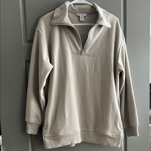 Athleta Beige Quarter-Zip Sweater